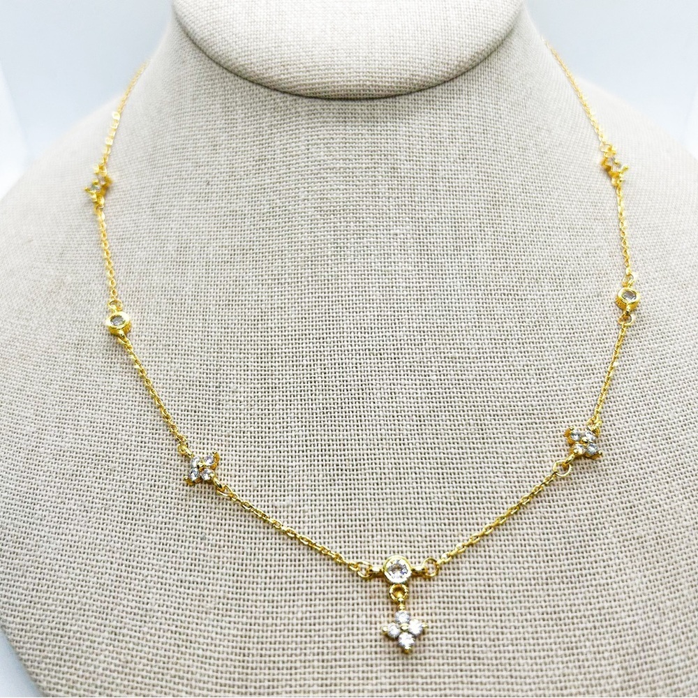 NWOT Minimalist, earring and necklace set gold plated
